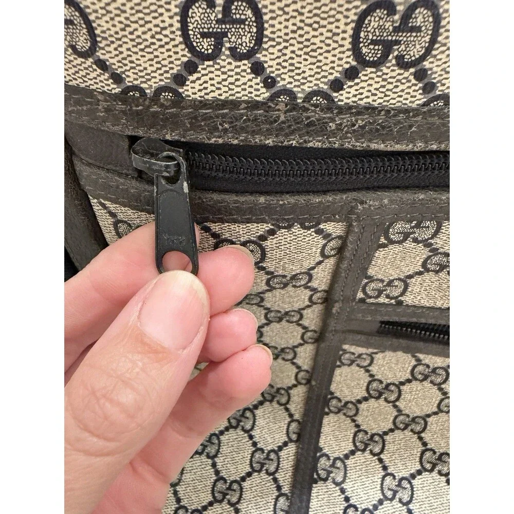 Gucci Supreme Suitcase Leather Navy VTG 70’s Made In Italy Logo G Luggage